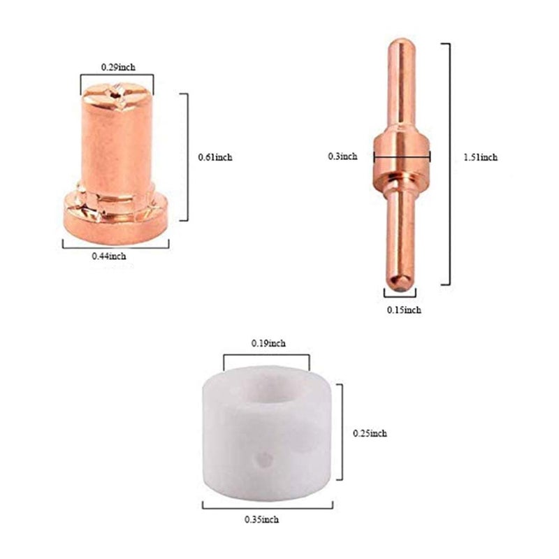 Reboot Plasma Cutter Consumables fits CUT40 CUT50 with Plasma Cutter Torch PT31 LG40 for RBC-4000/4500/5000D 40 PCS Nozzle Electrode Extended Long Tip Shroud Shield Cup - Image 2